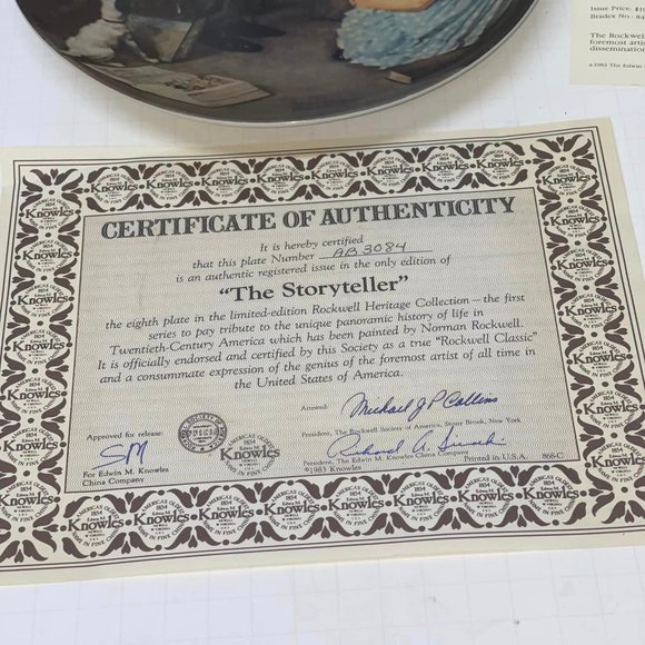 Norman Rockwell , The Story Teller 1984, Knowles Collector Plate with Box - Picture 4 of 10